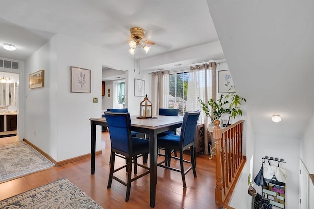 42 Nassau Dr Unit 42, Springfield, MA 01129 - dining area featuring ceiling fan, wood finished floors, and baseboards
