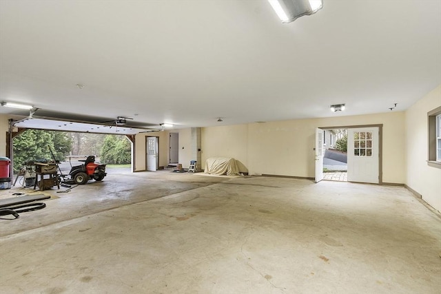 garage with a garage door opener