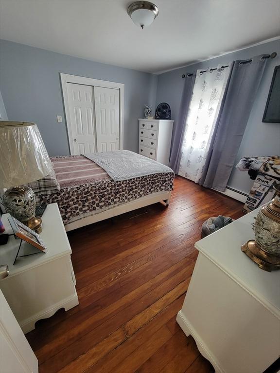 bedroom with a closet and wood-type flooring