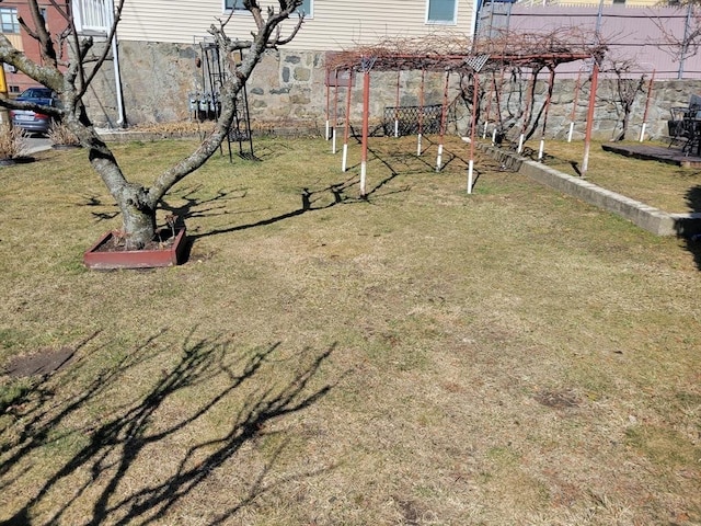 view of yard featuring a pergola