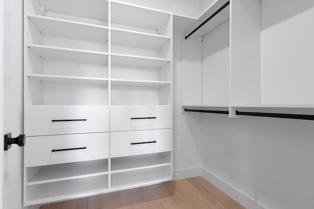 spacious closet with hardwood / wood-style flooring