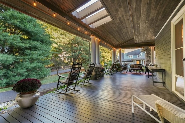 wooden deck with covered porch