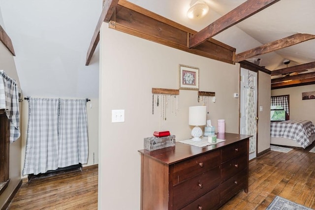 700 S Main St, Bellingham, MA 02019 - bedroom featuring hardwood / wood-style flooring and beamed ceiling