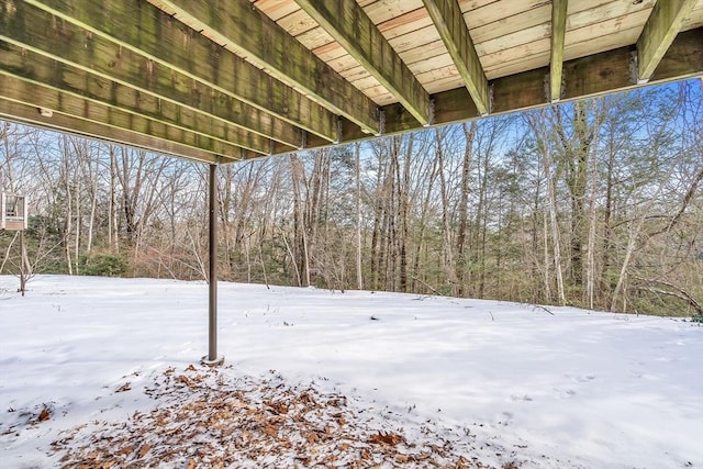 view of yard covered in snow