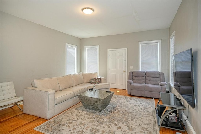 living room featuring light wood-style floors