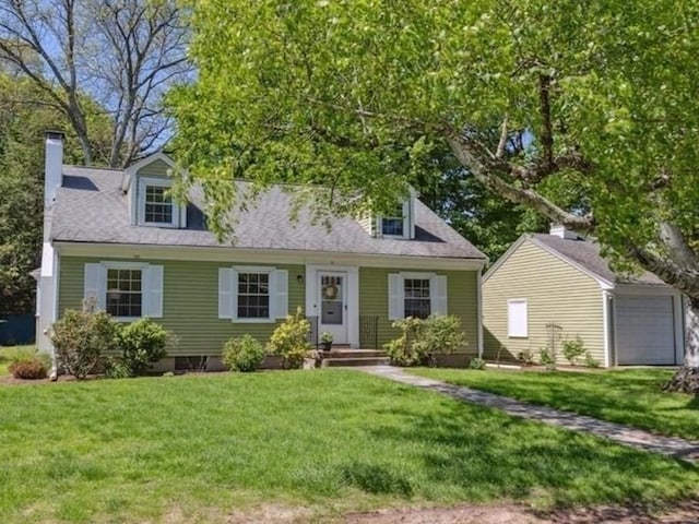 25 Piety Corner Rd, Waltham, MA 02451 - cape cod house with a chimney and a front yard