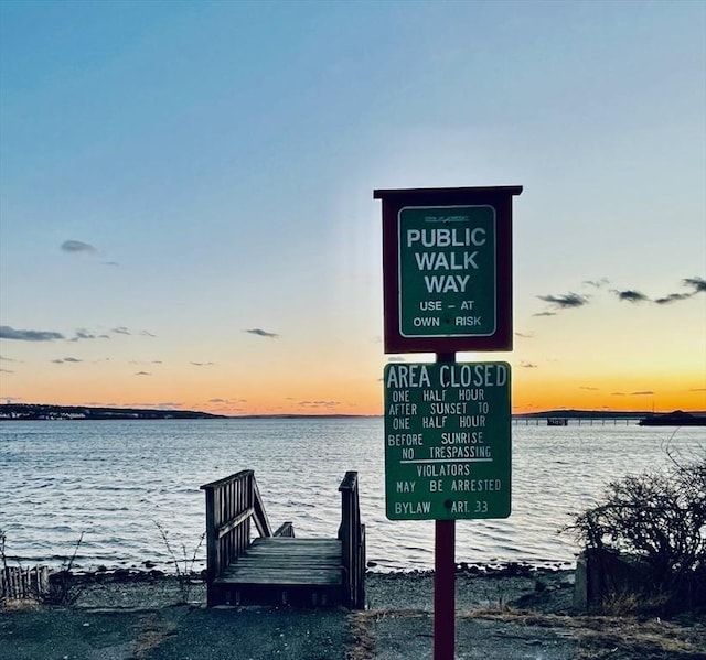 view of dock featuring a water view