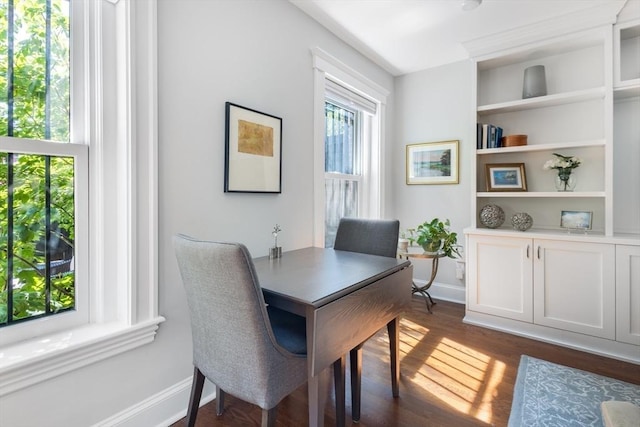 256 W Newton St Unit 1, Boston, MA 02116 - office area featuring dark wood-type flooring and baseboards