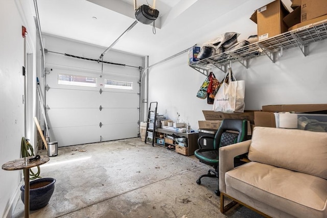 garage with a garage door opener