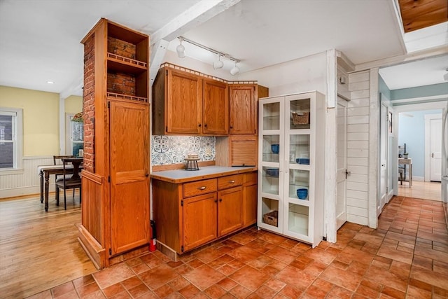 kitchen with rail lighting