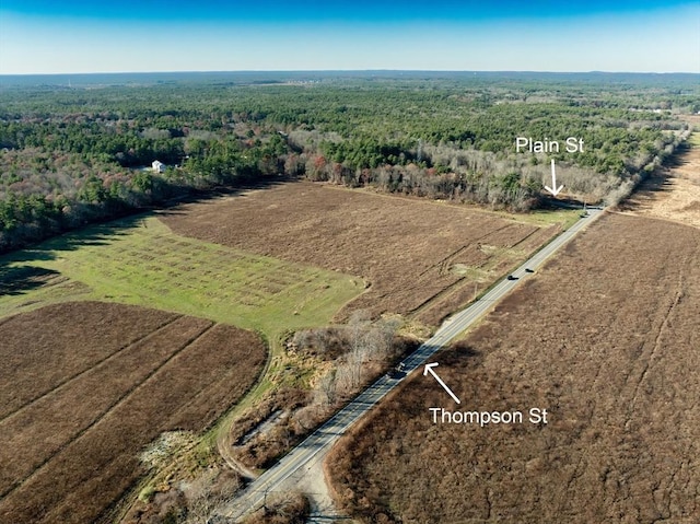 bird's eye view with a forest view and a rural view