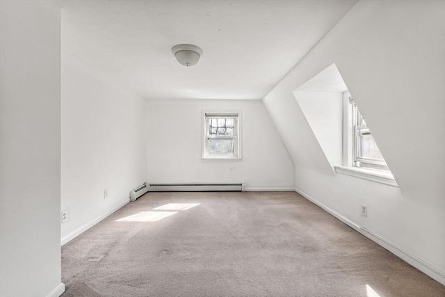 225 W Main St, Dudley, MA 01571 - additional living space with carpet flooring, a baseboard radiator, and lofted ceiling