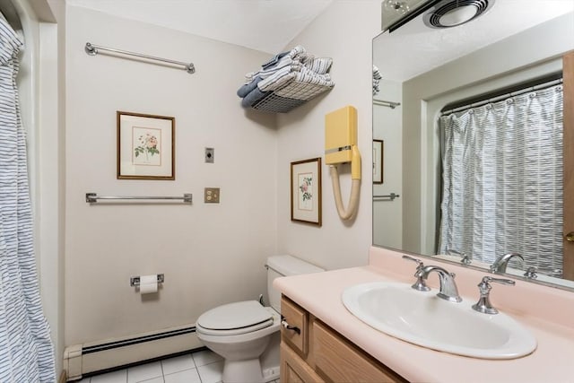 3 Dogwood Cir Unit 3, Franklin, MA 02038 - full bathroom with a baseboard heating unit, toilet, tile patterned floors, and vanity