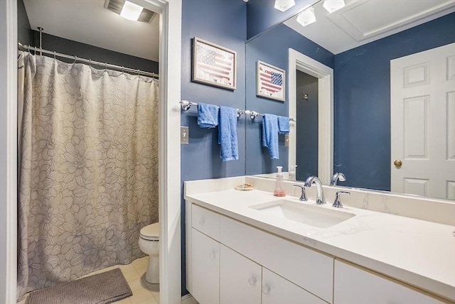 14 Sanford St Unit 21, Medway, MA 02053 - full bathroom featuring toilet, vanity, tile patterned floors, and a shower with shower curtain