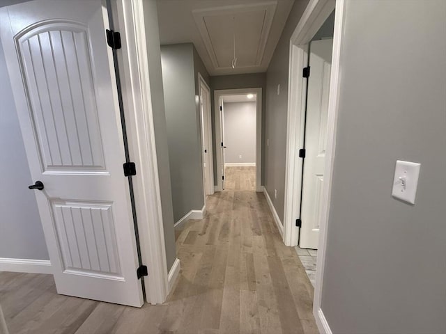 24 Cooper Rd, Webster, MA 01570 - hall featuring attic access, light wood-style flooring, and baseboards