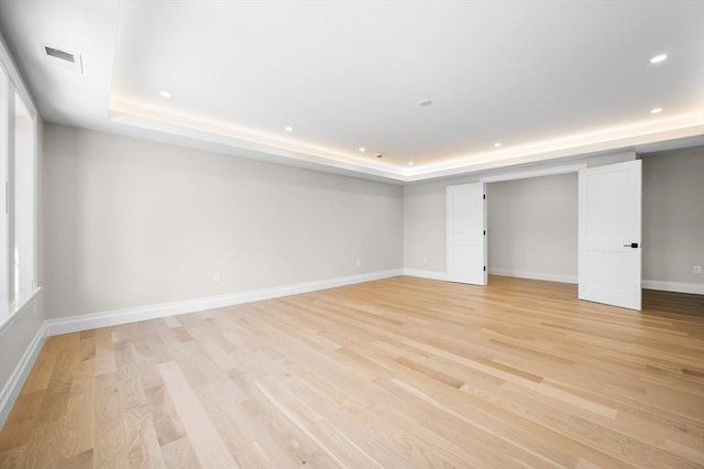 basement featuring light wood-type flooring