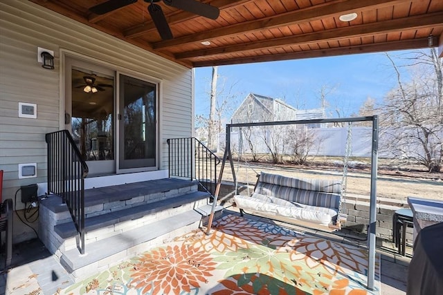 view of patio / terrace with ceiling fan