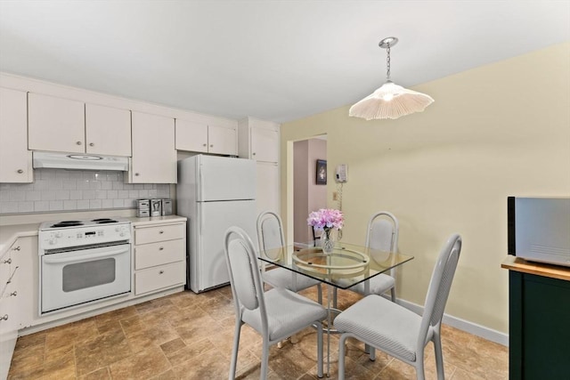 16 Fencourt, Canton, MA 02021 - kitchen featuring white appliances, under cabinet range hood, white cabinets, and light countertops