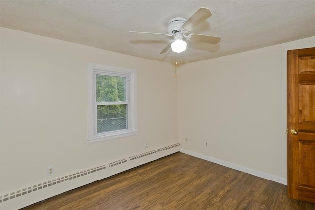12 Allen St, Chicopee, MA 01020 - unfurnished room featuring a baseboard radiator, dark wood finished floors, and a ceiling fan