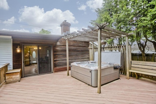 12 Allen St, Chicopee, MA 01020 - deck featuring a hot tub and a pergola