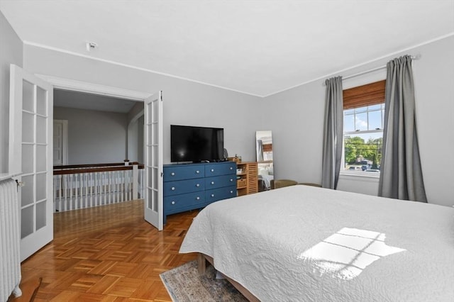 bedroom with radiator heating unit
