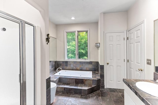 11 Running Stream Rd, Rehoboth, MA 02769 - bathroom with a jetted tub, vanity, a shower stall, and a closet