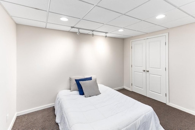 11 Running Stream Rd, Rehoboth, MA 02769 - bedroom featuring dark carpet, recessed lighting, a paneled ceiling, and a closet