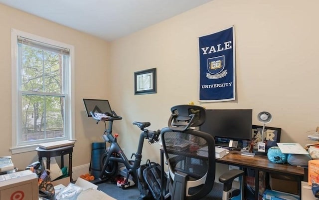 office space featuring baseboards