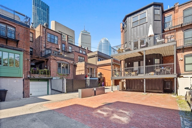 exterior space featuring a garage