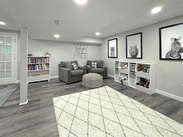 111 Country Club Pl, Southbridge, MA 01550 - living area with dark wood-style flooring and recessed lighting