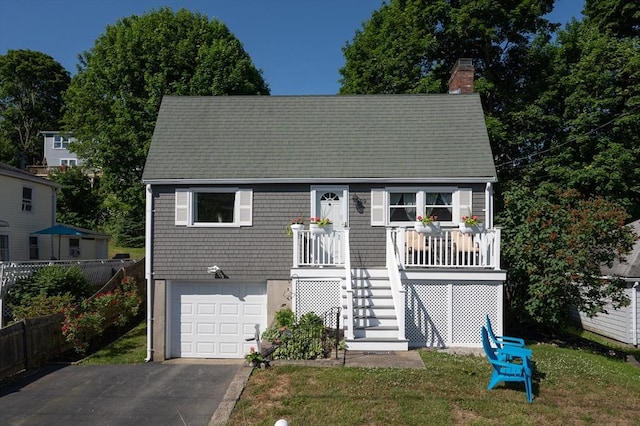 29 Wituwamat Rd, Weymouth, MA 02191 - cape cod house with a garage, a chimney, driveway, and stairs