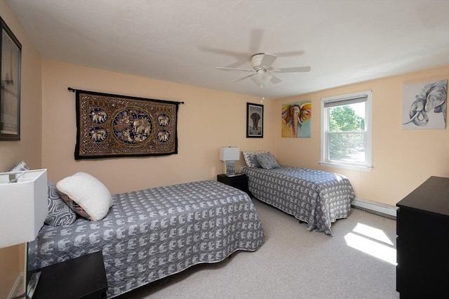 29 Wituwamat Rd, Weymouth, MA 02191 - bedroom featuring baseboard heating, carpet floors, and ceiling fan