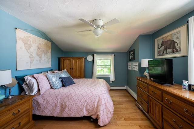 29 Wituwamat Rd, Weymouth, MA 02191 - bedroom featuring vaulted ceiling, light wood-type flooring, ceiling fan, and baseboards
