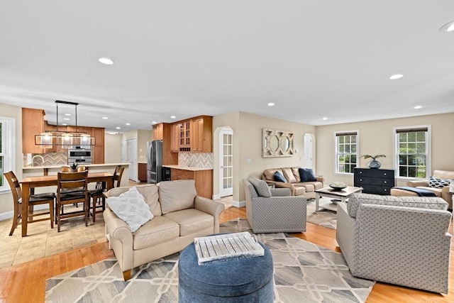 102 Saddleworth Way, Middleboro, MA 02346 - living room featuring recessed lighting and light wood finished floors