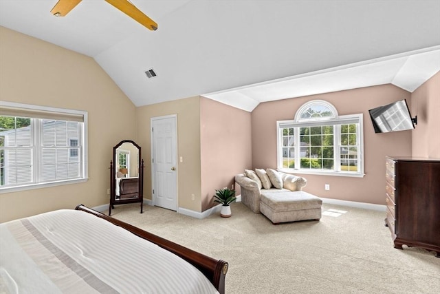 102 Saddleworth Way, Middleboro, MA 02346 - bedroom with lofted ceiling, light carpet, and a ceiling fan
