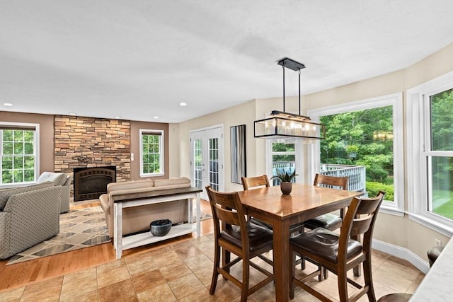 102 Saddleworth Way, Middleboro, MA 02346 - dining space with healthy amount of natural light, a fireplace, and recessed lighting