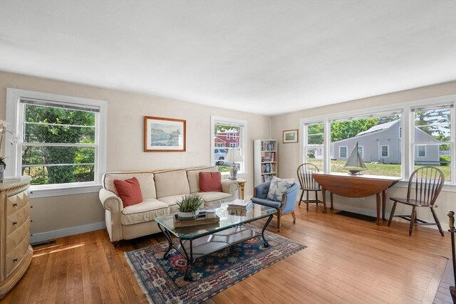 22 Wallace Pt, Bourne, MA 02532 - living area featuring hardwood / wood-style flooring and baseboards