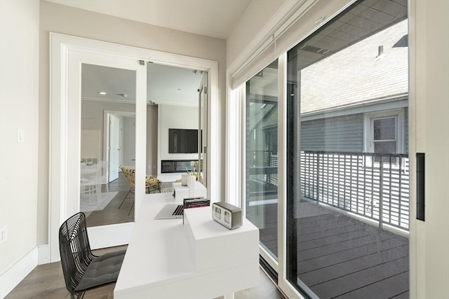 office area featuring wood finished floors