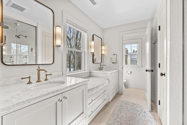4 Norwood St, Winchester, MA 01890 - full bathroom with vanity, a shower stall, and tile patterned floors