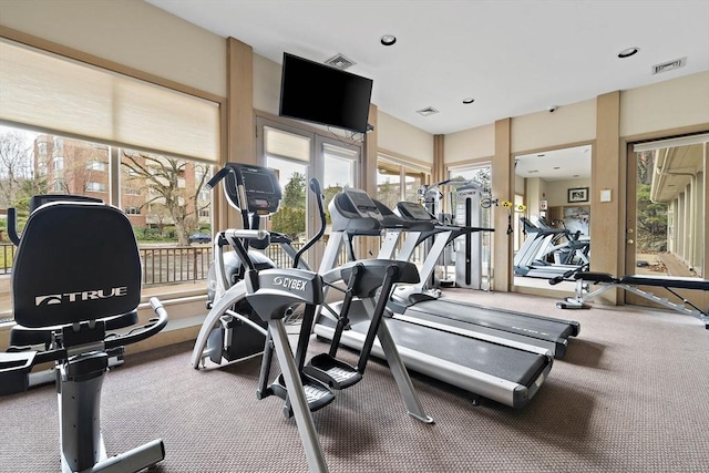 99 Florence St Unit 40-2B, Newton, MA 02467 - exercise room featuring recessed lighting