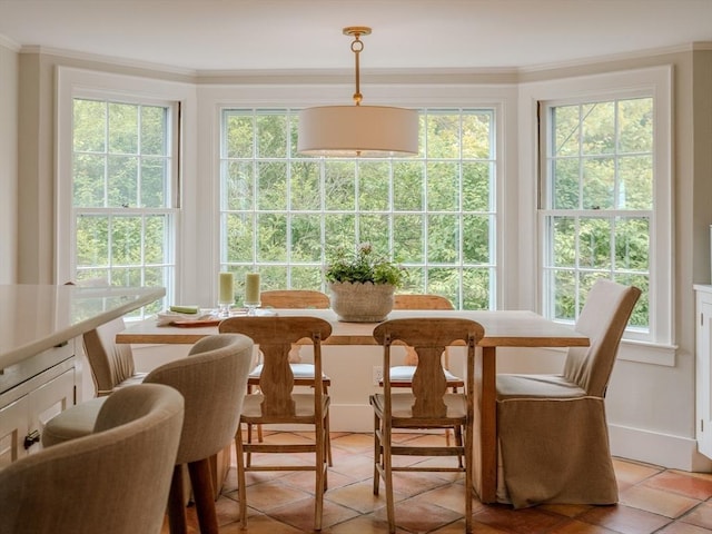 11 Water St, Duxbury, MA 02332 - dining space featuring crown molding and light tile patterned floors