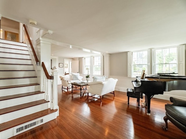 11 Water St, Duxbury, MA 02332 - living room with wood finished floors and stairway