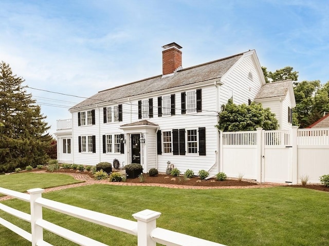 11 Water St, Duxbury, MA 02332 - colonial-style house featuring a chimney and a gate