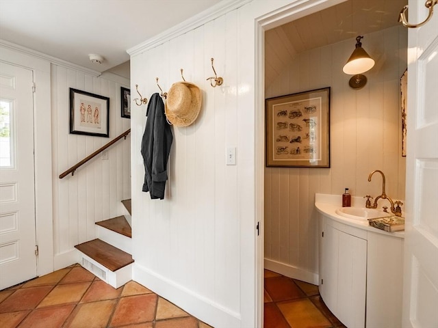 11 Water St, Duxbury, MA 02332 - mudroom featuring light tile patterned floors and a sink