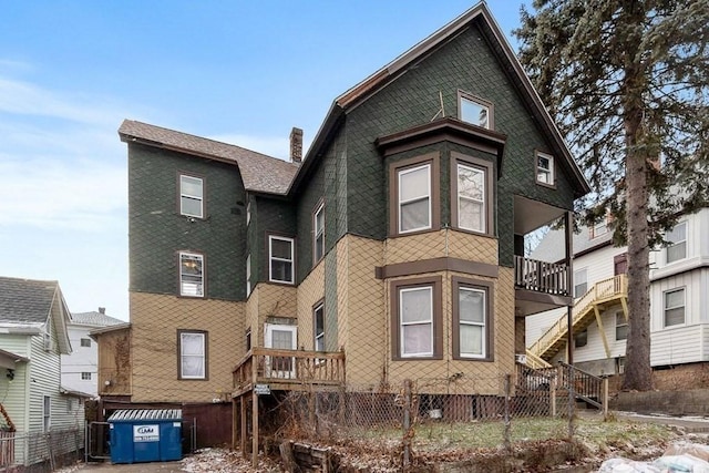14 Hancock St, Worcester, MA 01610 - view of front of property featuring stairway and a chimney
