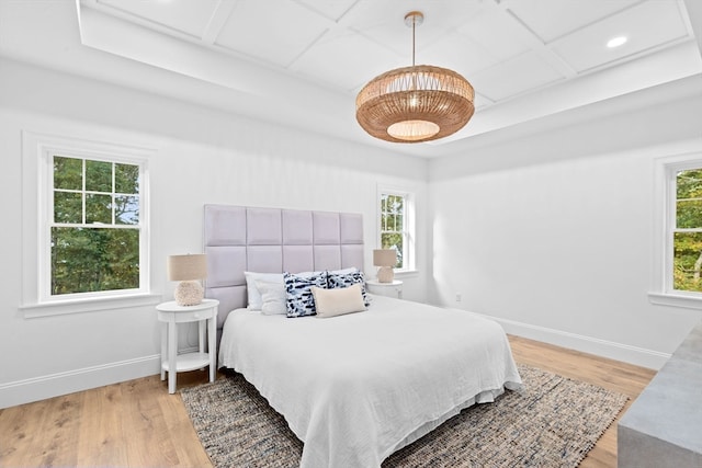 bedroom with light hardwood / wood-style flooring