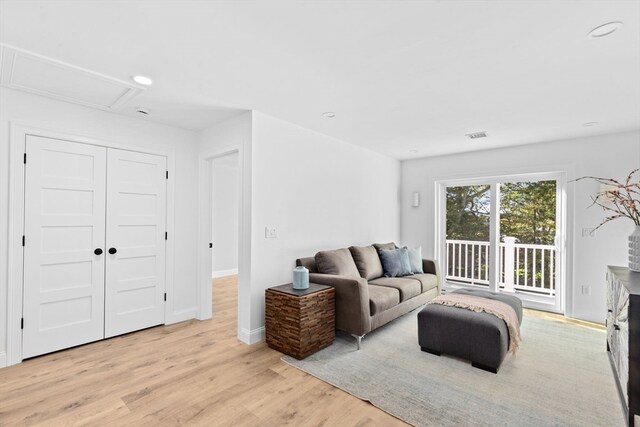 living room featuring light hardwood / wood-style floors