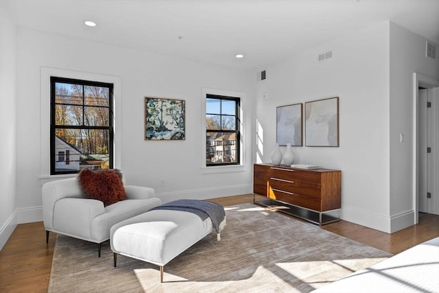 sitting room with light wood-type flooring