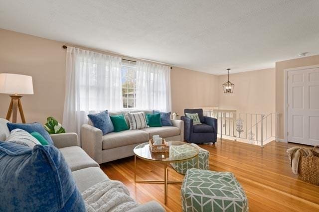 living area with wood finished floors
