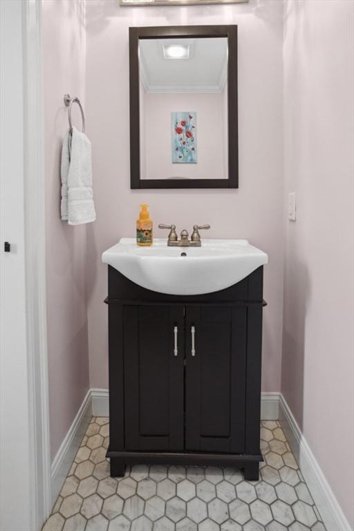 224 Grove St Unit 2, Waltham, MA 02453 - bathroom featuring vanity and baseboards